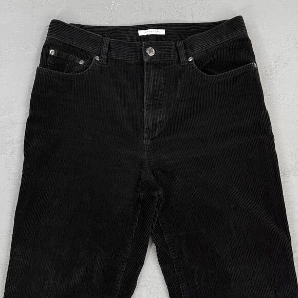 Vintage Jones New York Black Cotton Blend Corduroy Straight Leg Pants Women's 6 - Picture 2 of 6